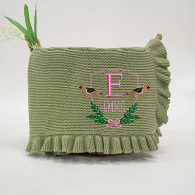Personalized Name German Shepherd Baby Blanket - SwaddleAn