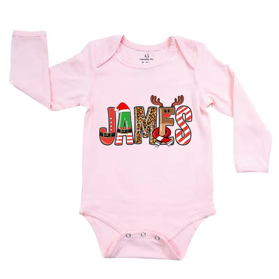 Personalized Xmas Name Baby Onesie - SwaddleAn