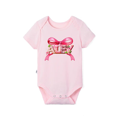 Pink Bow Custom Baby Name Onesie