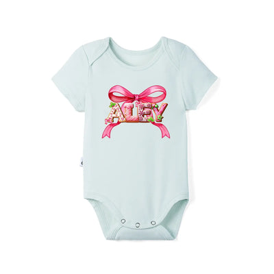 Pink Bow Custom Baby Name Onesie