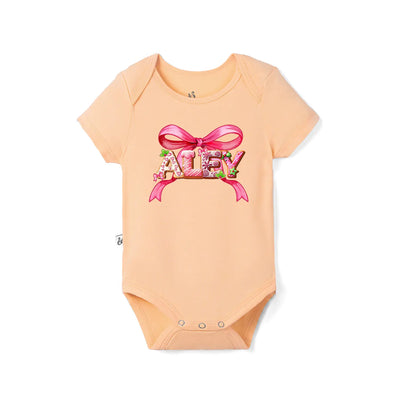 Pink Bow Custom Baby Name Onesie