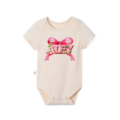 Pink Bow Custom Baby Name Onesie