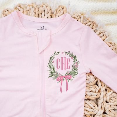 Printed Monogram Crest Bamboo Baby Pajamas - SwaddleAn