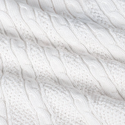 Cable Knit Polo Dress in White
