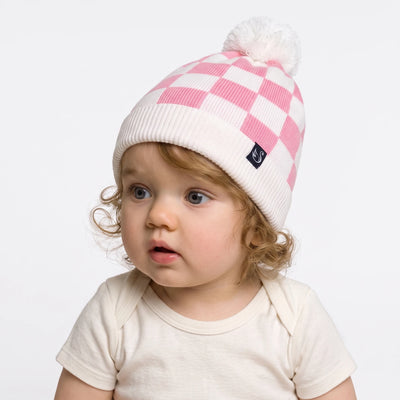Pink Checker Baby Knit Beanie