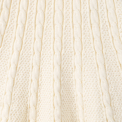 Cable Knit Polo Dress in Cream