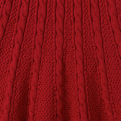 Cable Knit Polo Dress in Red Xmas