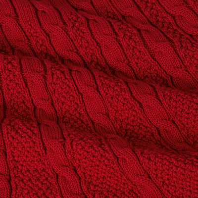 Cable Knit Polo Dress in Red Xmas