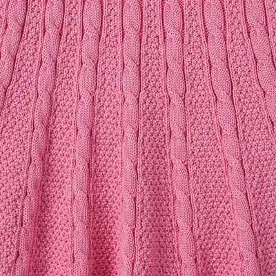 Cable Knit Polo Dress in Rose Pink