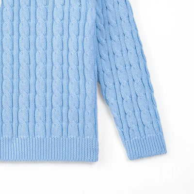 Classic Cable Knit Baby Sweater in Baby Blue