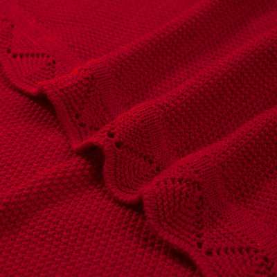 Heirloom Lace Knit Baby Blanket in Red Xmas