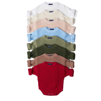 Classic Chunky Knit Baby Romper in Beige