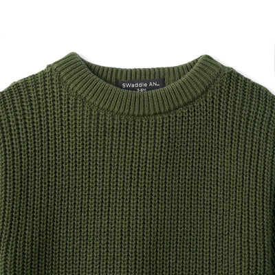Ruffle Chunky Knit Baby Romper in Forest Green