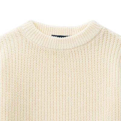 Classic Knit Baby Sweater in Cream