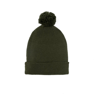Knit Baby Pom Beanie in Forest Green