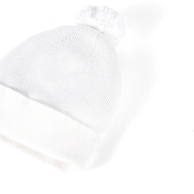 Knit Baby Pom Beanie in White