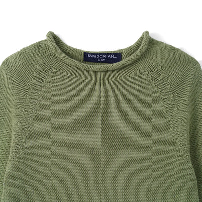 Knit Rollneck Baby Sweater in Sage Green