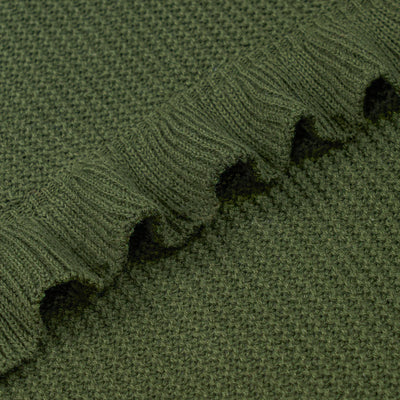Close-up of green fabric with a textured pattern