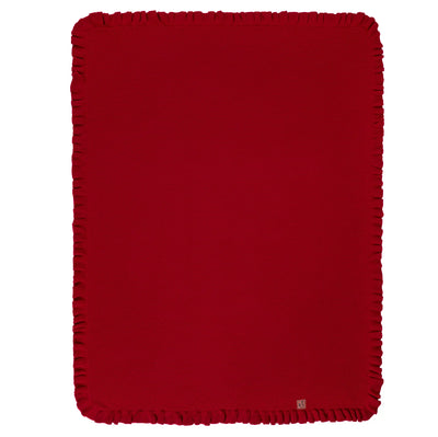 Ruffled Edge Knit Baby Blanket in Red Xmas