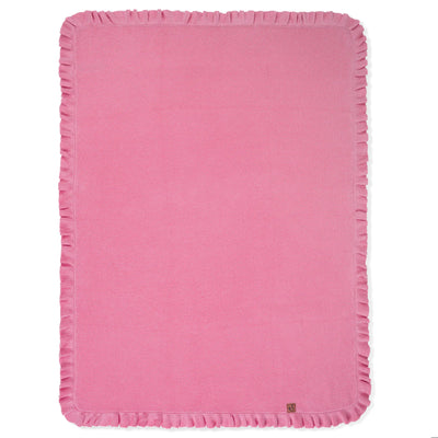 Ruffled Edge Knit Baby Blanket in Rose Pink