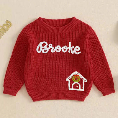 Sweet Home Christmas Hand-Embroidered Sweater - SwaddleAn
