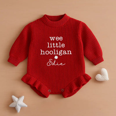 Wee Little Hooligan Embroidered Cotton Knit Romper