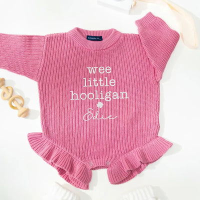 Wee Little Hooligan Embroidered Cotton Knit Romper