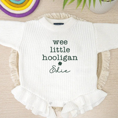 Wee Little Hooligan Embroidered Cotton Knit Romper