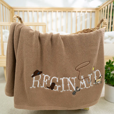 Western Cowboy Country Custom Name Baby Blanket