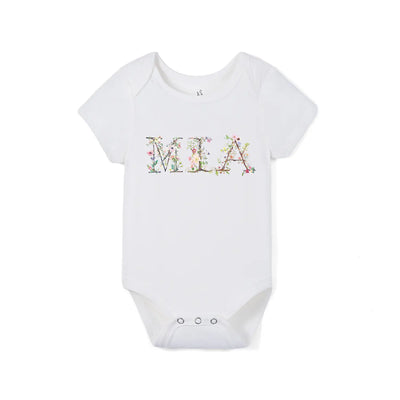 Wild Flowers Letters With Name Baby Onesie