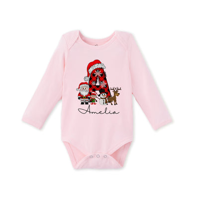 Custom Christmas Initial Bamboo Baby Bodysuit