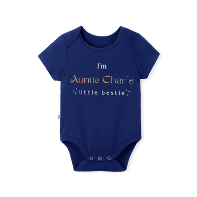 Custom I'm Auntie Little Bestie Bamboo Baby Bodysuit