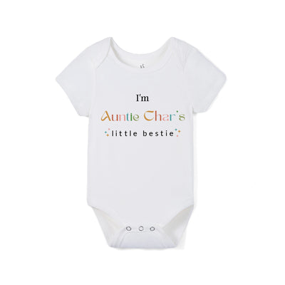 Custom I'm Auntie Little Bestie Bamboo Baby Bodysuit