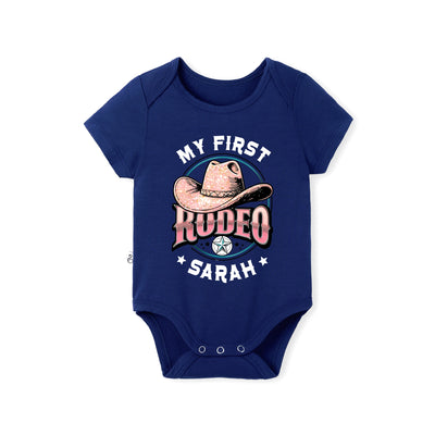 Custom Name 'My First Rodeo' Bamboo Baby Onesie