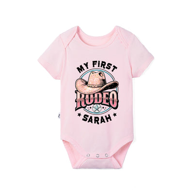Custom Name 'My First Rodeo' Bamboo Baby Onesie