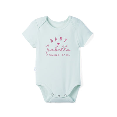 Custom Embroidered Name Coming Soon Bamboo Bodysuit