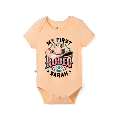 Custom Name 'My First Rodeo' Bamboo Baby Onesie