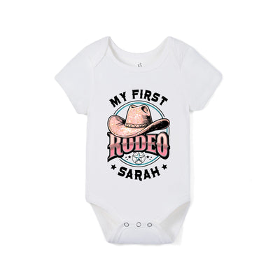 Custom Name 'My First Rodeo' Bamboo Baby Onesie