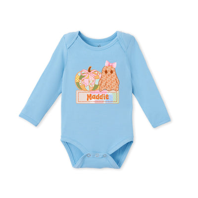 Custom Pumpkin & Ghost Name Bamboo Baby Bodysuit