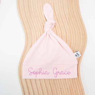 Baby Knotted Cap - Personalized Embroidery Name SwaddleAn