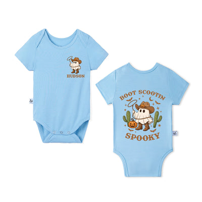 Custom Boot Scooting Spooky Name Halloween Bamboo Baby Bodysuit