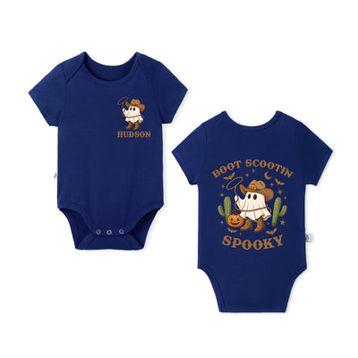 Custom Boot Scooting Spooky Name Halloween Bamboo Baby Bodysuit