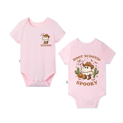 Custom Boot Scooting Spooky Name Halloween Bamboo Baby Bodysuit