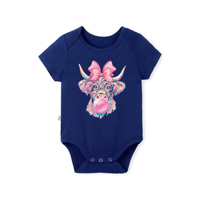 Coquette Highland Cow Bamboo Baby Onesie