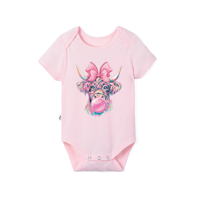 Coquette Highland Cow Bamboo Baby Onesie