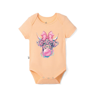 Coquette Highland Cow Bamboo Baby Onesie