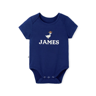 Custom Cowboy Goose Embroidered Name Bamboo Baby Bodysuit