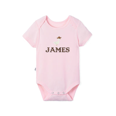 Custom Cowboy Goose Embroidered Name Bamboo Baby Bodysuit