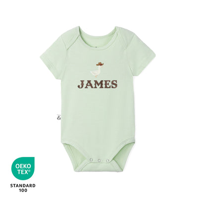 Custom Cowboy Goose Embroidered Name Bamboo Baby Bodysuit