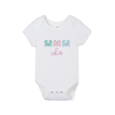 Custom Crab Trio Embroidered Bamboo Baby Bodysuit